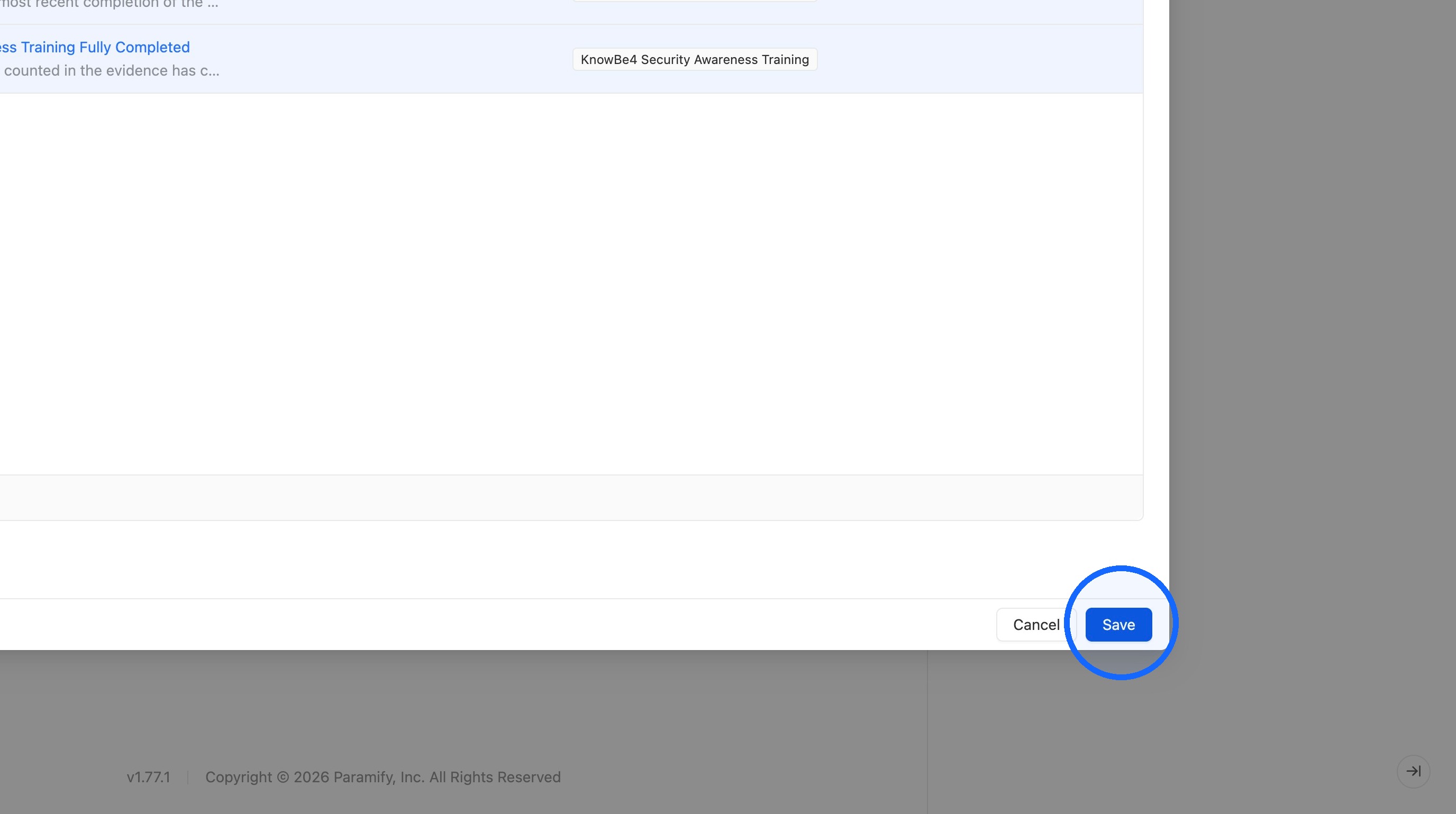 Clicking Save to confirm the validator association