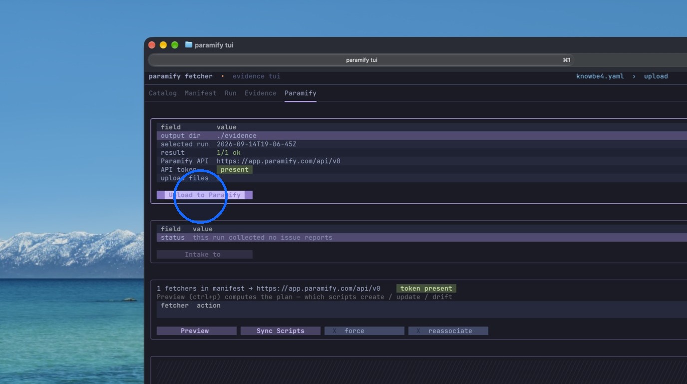 Uploading collected evidence to Paramify