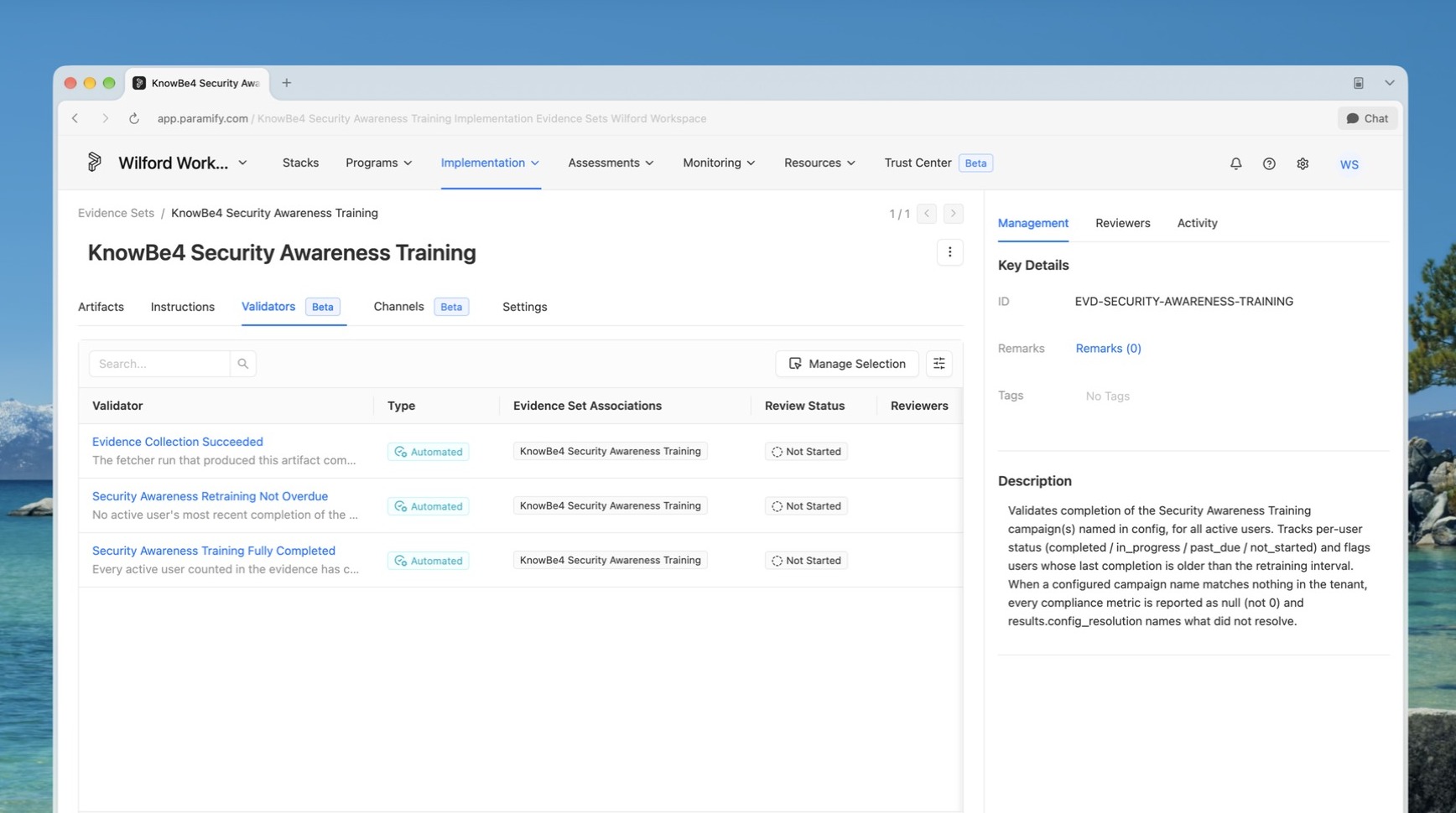 Previewing and editing a created validator