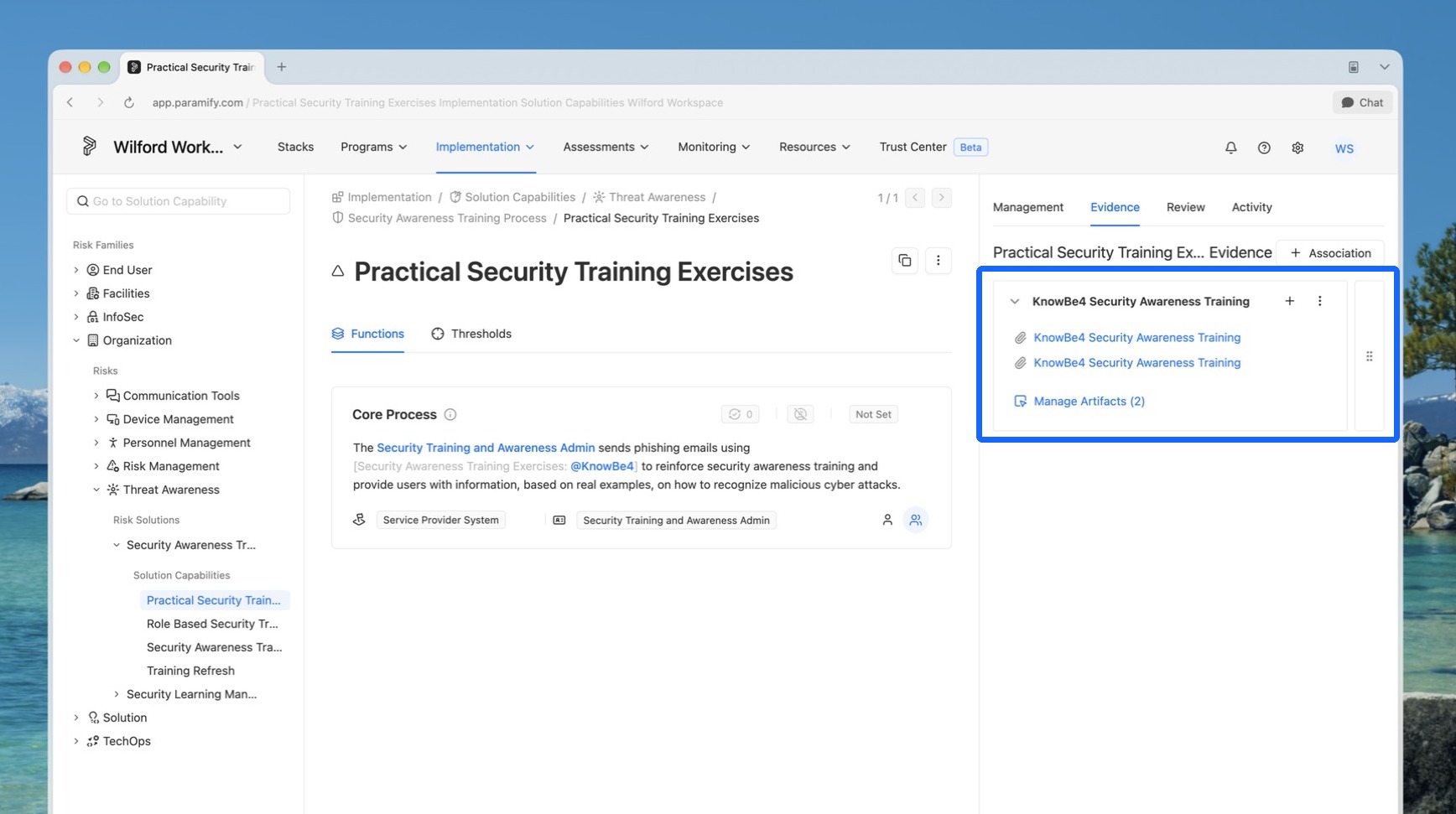 Confirming the evidence association on the Solution Capability