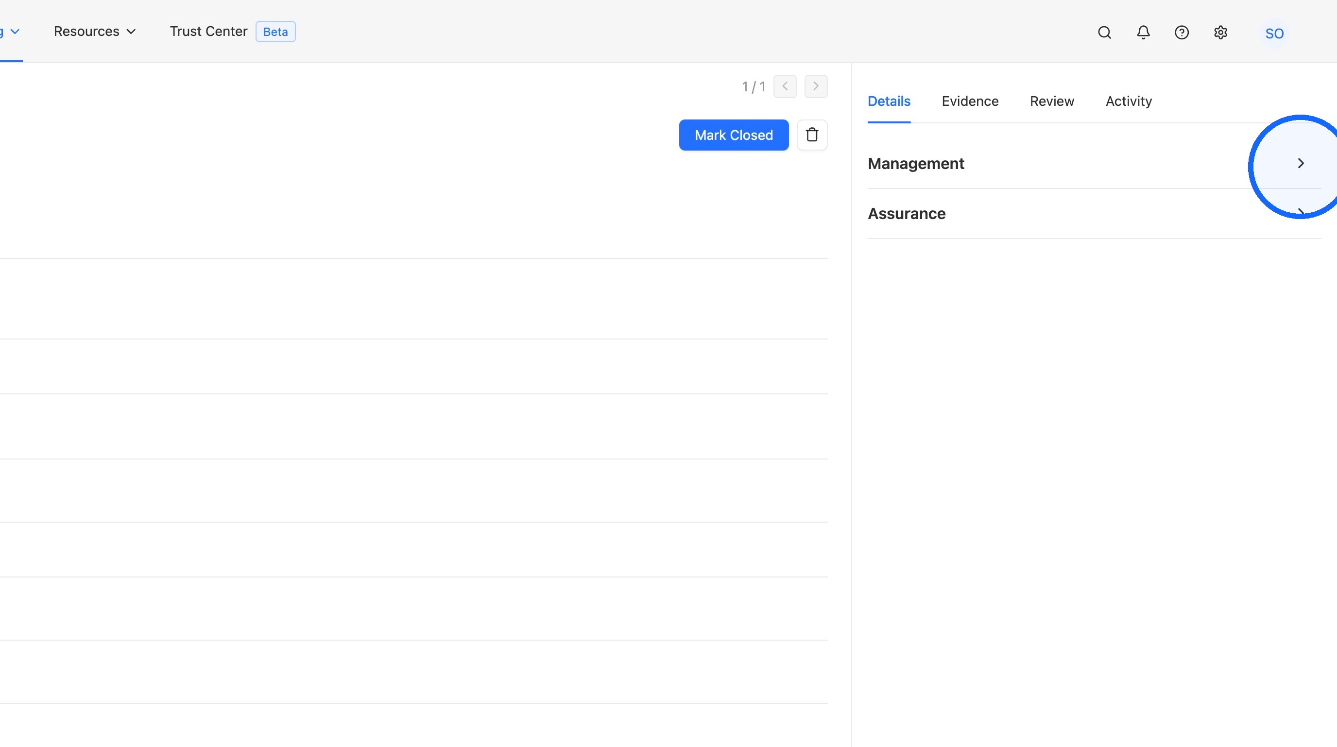 Management tab on the right side of the issue page