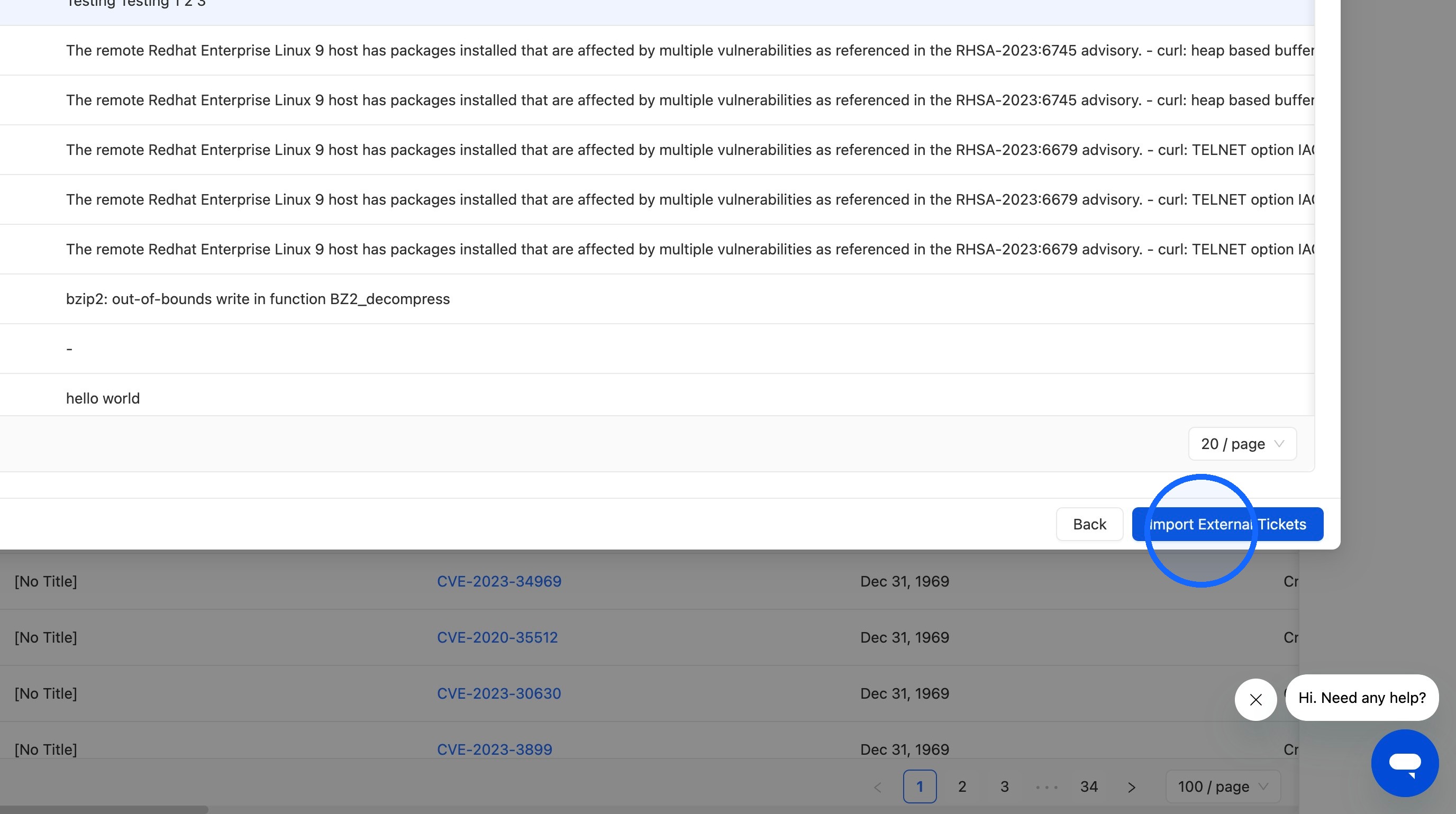 Import External Tickets button
